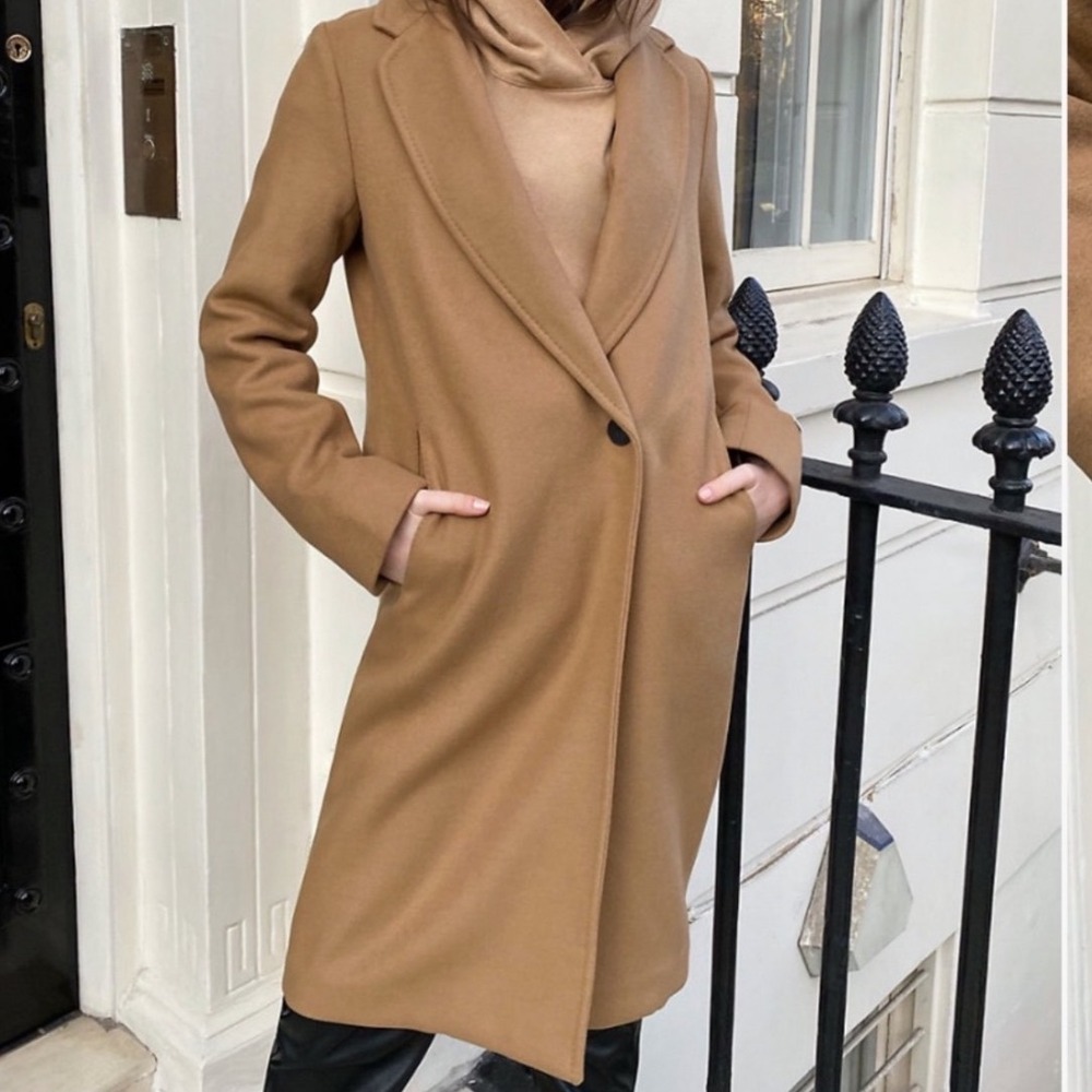 Aritzia Babaton The Stedman Coat Italian Virgin Wool Camel Tan XS 90428